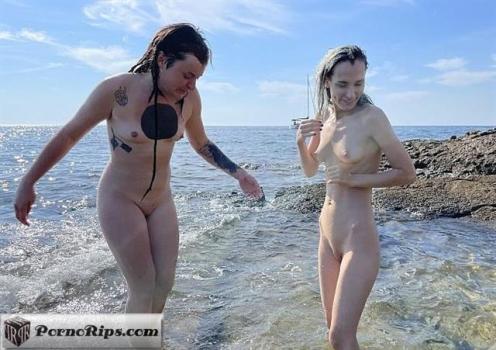 Nebraska Coeds – Brille And Poppy – Naked Babes Swimming Naked Skinny Dipping On Vacation In Croatia Smoking And Eating Bananas